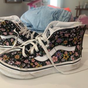 Girls size 13, floral vans sk8 hi sneakers in good condition